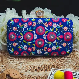 Sangria Blue Embroidered Box Clutch-picture-38