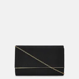 Forever Glam by Pantaloons Women Black & Gold-Toned Box Clutch image 1
