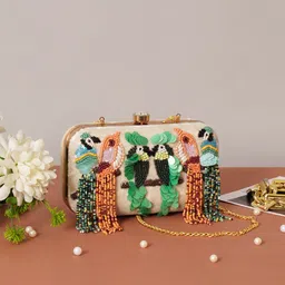 FABBHUE Embroidered Tasselled Box Clutch-image-15