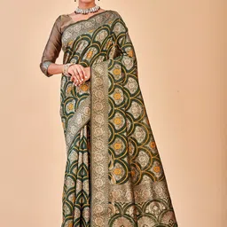 anouk rustic Anouk Ethnic Motifs Woven Design Zari Art Silk Banarasi Saree image 1