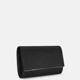 Forever Glam by Pantaloons Women Black & Gold-Toned Box Clutch image 2