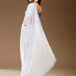 Sangria Embroidered Georgette Party Saree image 2