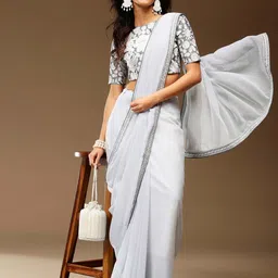 Sangria Embroidered Georgette Party Saree image 3