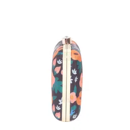 Swisni Women Black & Orange Floral Printed Box Clutch image 3