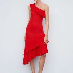 MANGO One Shoulder Ruffled A-Line Dress image 4