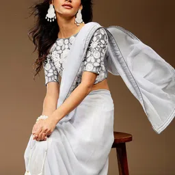 Sangria Embroidered Georgette Party Saree image 1