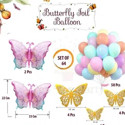 flying hub Solid Butterfly Theme Birthday Party Decorations for Girls Butterfly Party Balloon image 2
