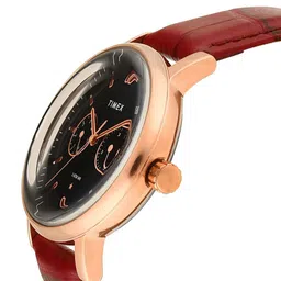 Timex Women Brass Embellished Dial & Leather Straps Analogue Watch TWEL20300 image 3