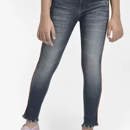 Crimsoune Club Girls Mid-Rise Slim Fit Low Distressed Heavy Fade Stretchable Jeans-picture-40