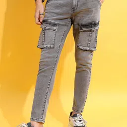 Highlander Men Slim Fit Cargo stretchable Jeans-image-18