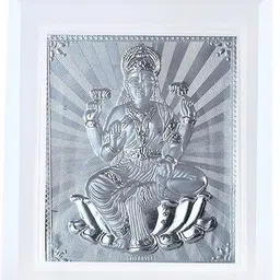 universal art xpress Pure Silver Goddess Laxmi Silver Photo Frame for Wealth & Prosperity Decorative Showpiece-7.5 cm image 1