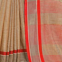 Anouk Cream-Coloured Striped Woven Design Saree image 5