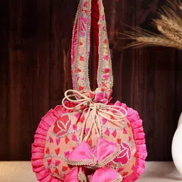 Dhrohar Floral Embroidered Tasselled Potli Clutch-picture-12