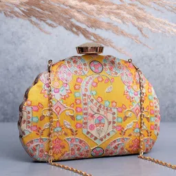 ARTKLIM Ethnic Motifs Zari Embroidered Embellished Box Clutch-picture-30