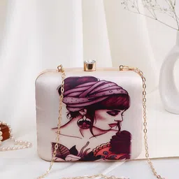 Sangria Off White Printed Box Clutch-picture-10