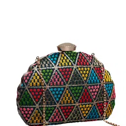 ARTKLIM Geometric Embroidered Box Clutch image 5