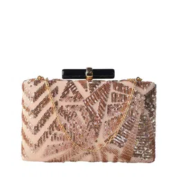 ARTKLIM Peach-Coloured Embellished Box Clutch image 5