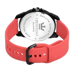 CRESTELLO Men Black Brass Dial & Red Straps Analogue Watch image 4