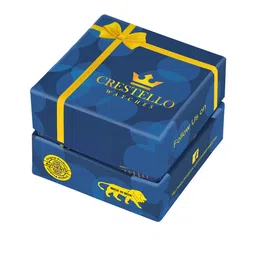 CRESTELLO Men Black Brass Dial & Red Straps Analogue Watch image 5