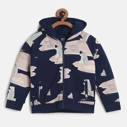 MINI KLUB Boys Navy Blue Camouflage Lightweight Open Front Jacket-picture-41