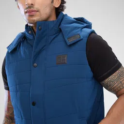 SPYKAR Men Solid Sleeveless Hooded Regular Fit Padded Jacket Jacket image 2