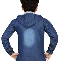 BAESD Boys Typography Printed Lightweight Denim Jacket with Attached T-shirt image 2
