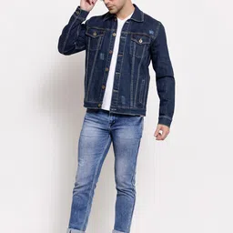 Style Quotient Men Blue Washed Denim Jacket image 3