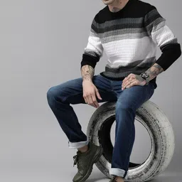 roadster Men Solid Round Neck Multicolor Sweater-picture-11