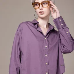 Women Oversized Fit Solid Casual Shirt-image-73