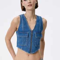 Koton V-Neck Pure Cotton Waistcoat-picture-27