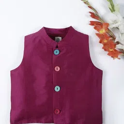 A Little Fable Boys Sleeveless Mandarin Collar Nehru Jacket image 1