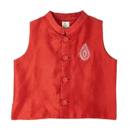 A Little Fable Boys Embroidered Woven Nehru Jacket image 1