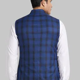 Park Avenue Checked Mandarin Collar Nehru Jackets image 2