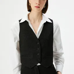 Koton Self-Designed V-Neck Waistcoat image 4