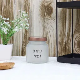 femora Frosted 700ml Glass (Set Of 6) Kitchen Storage with Gold Lid (Free Replacement of Lids) image 1