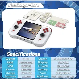 HG WORLD Retro R46s With 32 GB+64 GB TF Card Handheld Gaming Console For Pocket Game Box 4 inch IPS Screen RK3566 Rechargeable Battery Handheld Console VideoGame 64 GB with 8000+Preinstall Video Game Handheld, BestGift All Age GTA, God of War Game Supported image 5