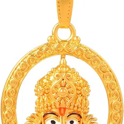 morir Gold Plated Brass Khatu Shyam Ji Special Meenakari Face Rope Chain Pendant Gold-plated Brass Pendant image 2