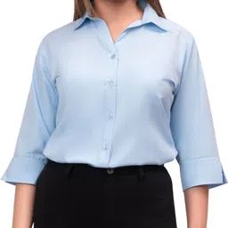 esta Women Regular Fit Solid Curved Collar Formal Shirt-picture-25