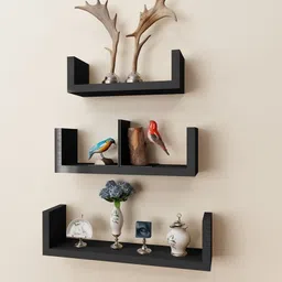 surya ind WOOD KARTINDIA U Designed Wooden Wall Glossy Wall Mount Floating Rack Room Wall MDF (Medium Density Fiber) Wall Shelf-picture-27