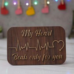 ecraftindia My Heart Beats Only For You Brown Engineered Wood Showpiece With Stand-picture-20