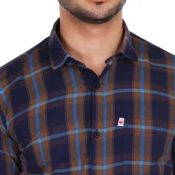 marc laurent Men Regular Fit Checkered Spread Collar Formal Shirt image 4