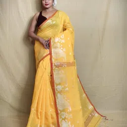 Woven, Self Design Handloom Cotton Silk Saree-image-5