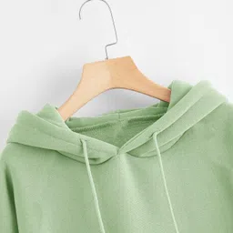 juneberry Women Full Sleeve Solid Hooded Sweatshirt image 3