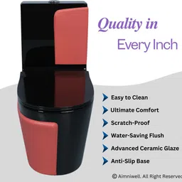 aimniwell international Premium Western Commode | Water saving technology| High Grade Ceramic| Soft Seat |One Piece Bathroom Commode |S Trap AI1020 Western Commode image 2