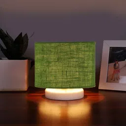 new era Green Jute Table Lamp with White wood base -34 image 4