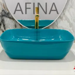afina industries Premium Ceramic BASIN Which Gives Look To your Home Table Top Wash Basin AL1040 Rich Green Special Color Wash Basin Series Table Top Basin Table Top Basin image 5