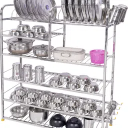 logenta Utensil Kitchen Rack Stainless Steel Wall Mount Kitchen Racks | Kitchen Organizer Items (36X30 Inch) Steel image 3