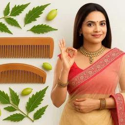 nigrifix Natural Neem Wooden Hair Combs,Wide Tooth Comb,Eco-Friendly,100%pure image 3