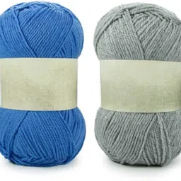 waaome ® Sky Blue And Grey Wool 200 Gram 100x2 Hand Knitting Art Craft Soft Yarn(WA122)-picture-13