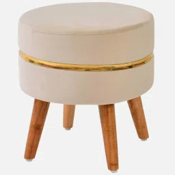 riance creations Lotus Velvet Seating Stool in Cream Colour image 3